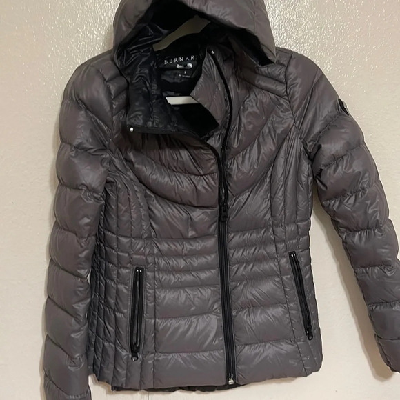Bernardo Puffer Long Sleeve Size Small Black Jacket Hooded metallic gray - Picture 8 of 16